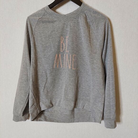Rae Dunn Be Mine Gray long sleeve  Valentines Sweatshirt pullover - Picture 1 of 10